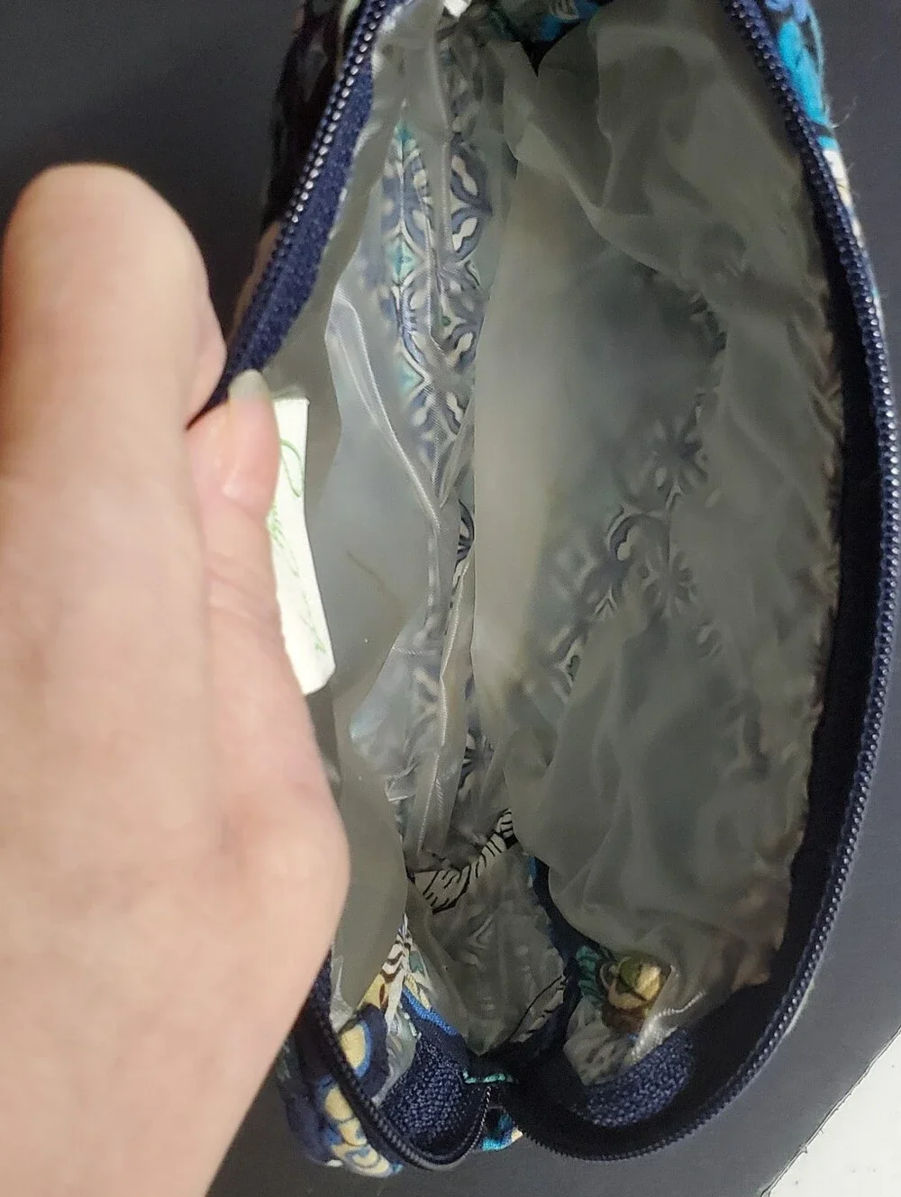 Retired 2007 Vera Bradley Mod Floral Blue Quilted Cosmetic Pouch